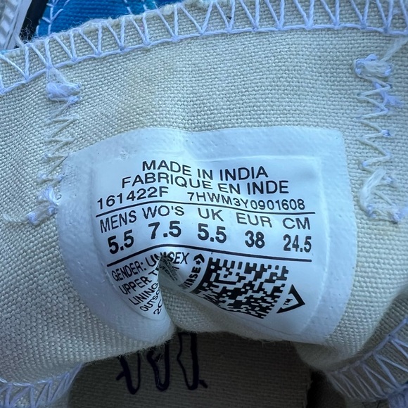 Blue unisex Converse low top shoes women’s size 7.5, men’s 5.5 S129 - Picture 3 of 11